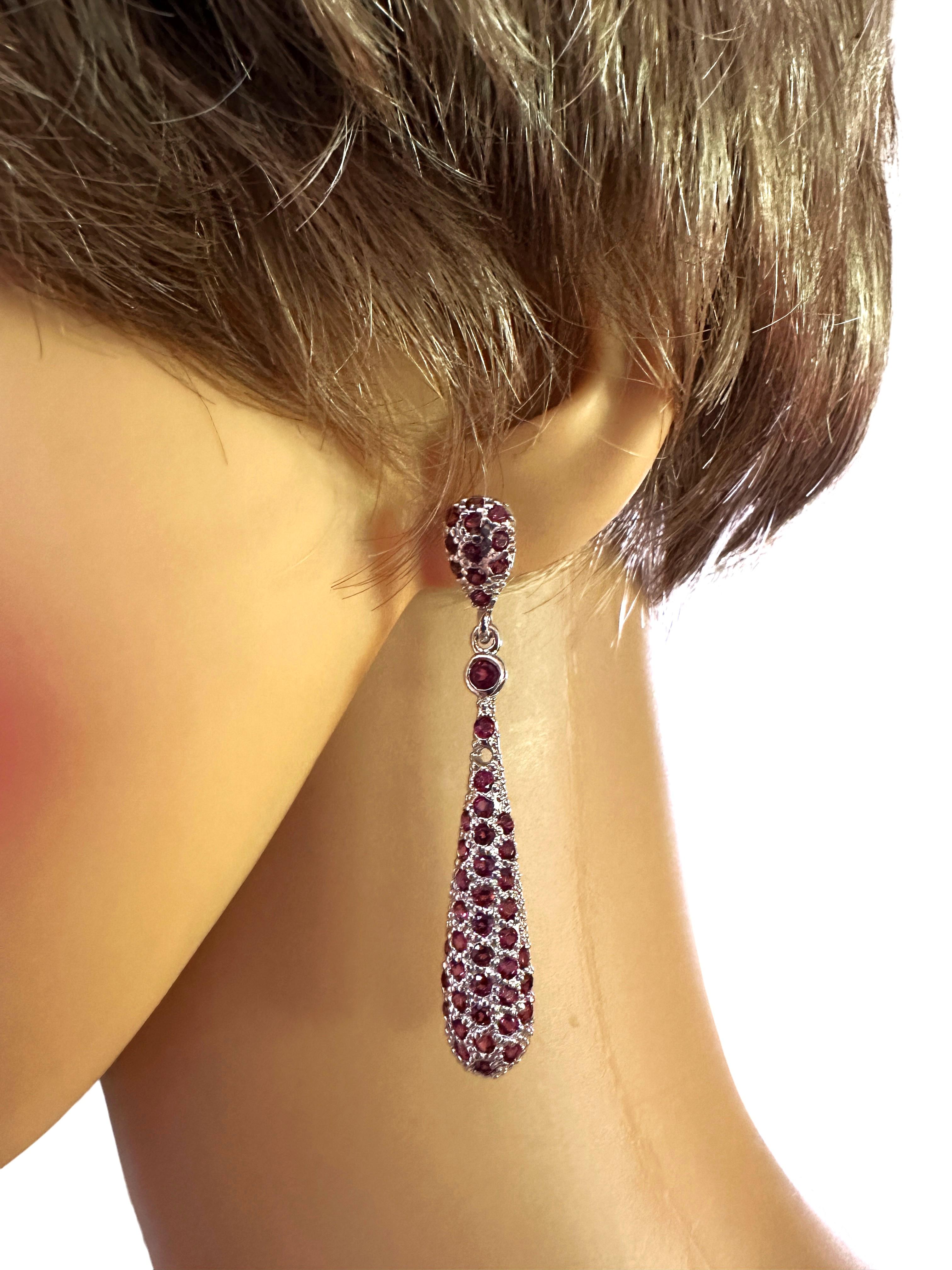 New African Rhodolite Granat 14k WG plattiert Sterling Post Ohrringe 2