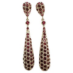 New African Rhodolite Garnet 14k WG Plated Sterling Post Earrings