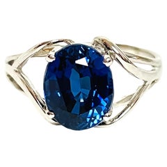 New African Sapphire Kashmir Blue 3.50 Ct 14k Gold Plated Sterling Ring