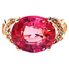 New African Sapphire Pink Padparadscha 14K Rose Gold Sterling Ring