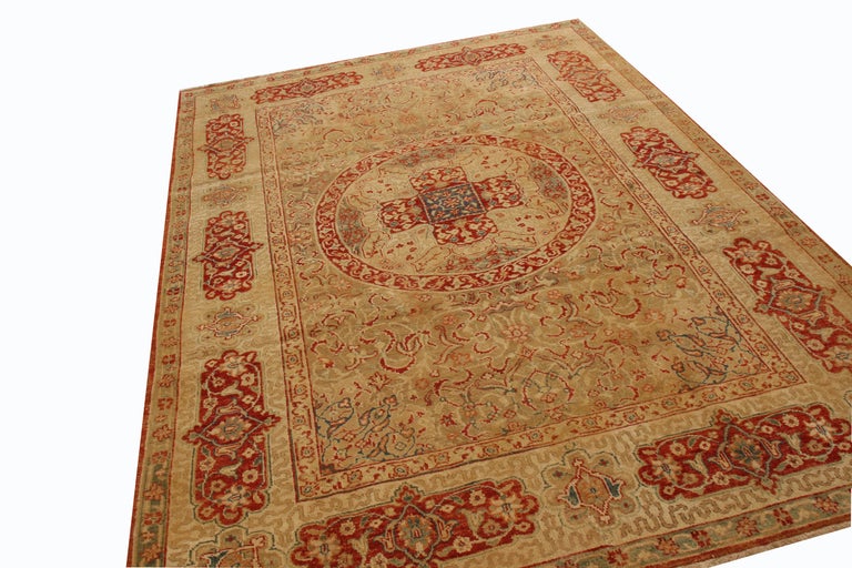 Rug and Kilim's New Agra Red and Beige Wool Floral Pattern at 1stDibs