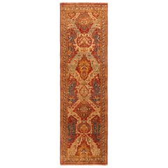 Rug & Kilim's New Agra Red and Gold Wool Runner Floral Pattern