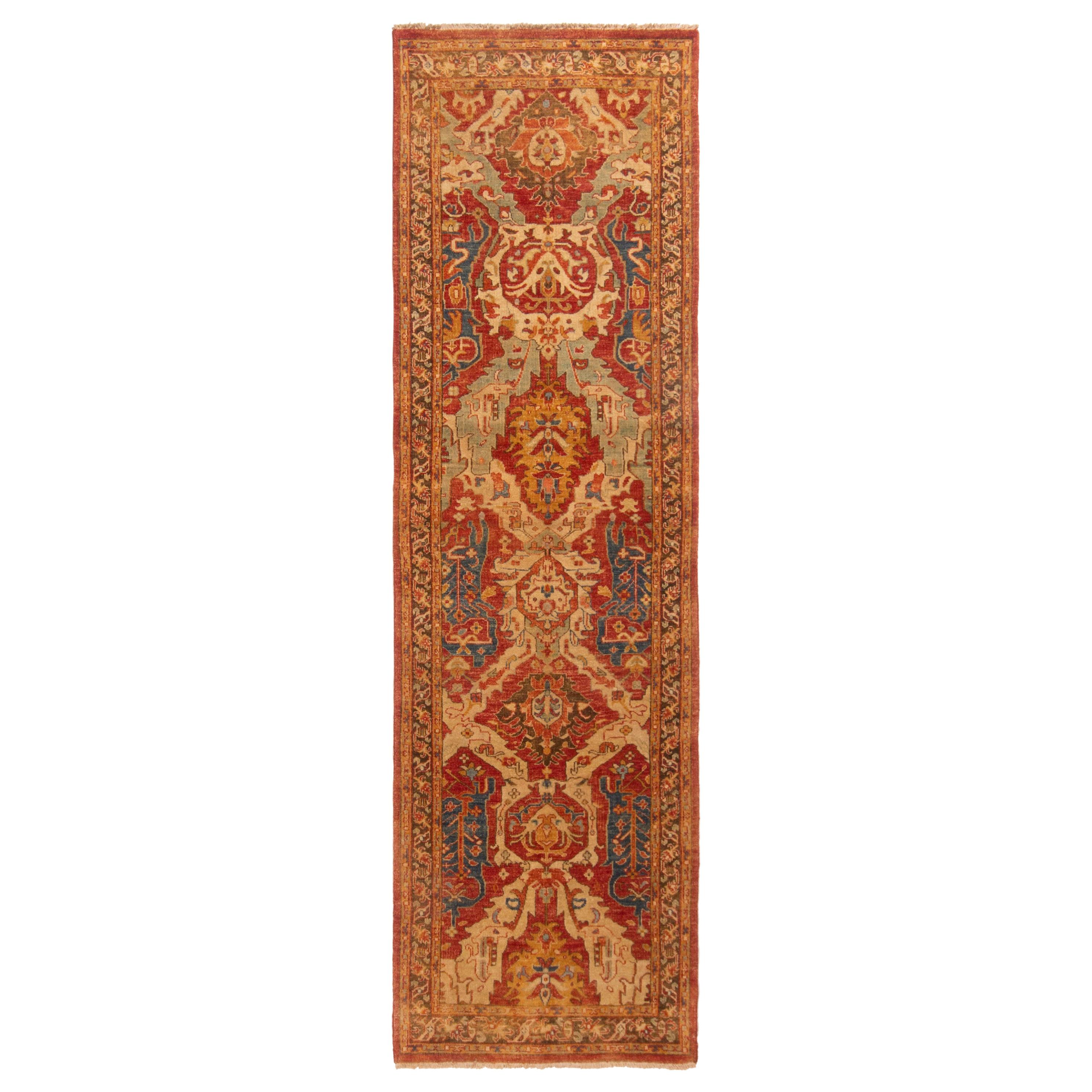 New Agra Red and Gold Wool Runner