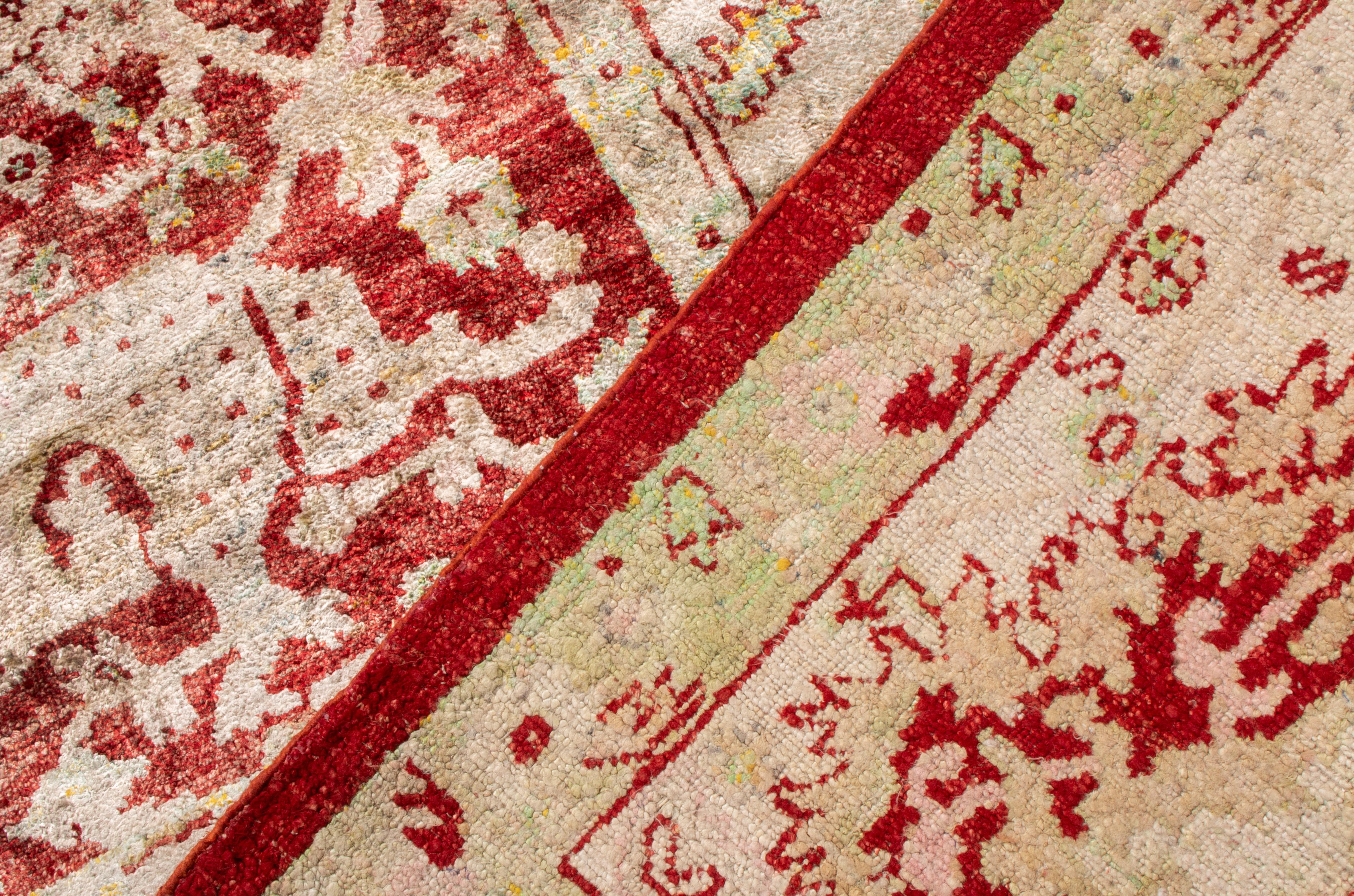 Contemporary Rug & Kilim's New Agra Transitional Red and Ivory Silk Rug For Sale
