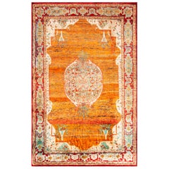 New Agra Transitional Red and Orange Silk Rug