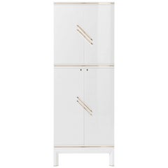 Agresti "Magia Bianca" Amoire and Jewelry Safe White Polished Bird’s-Eye Maple