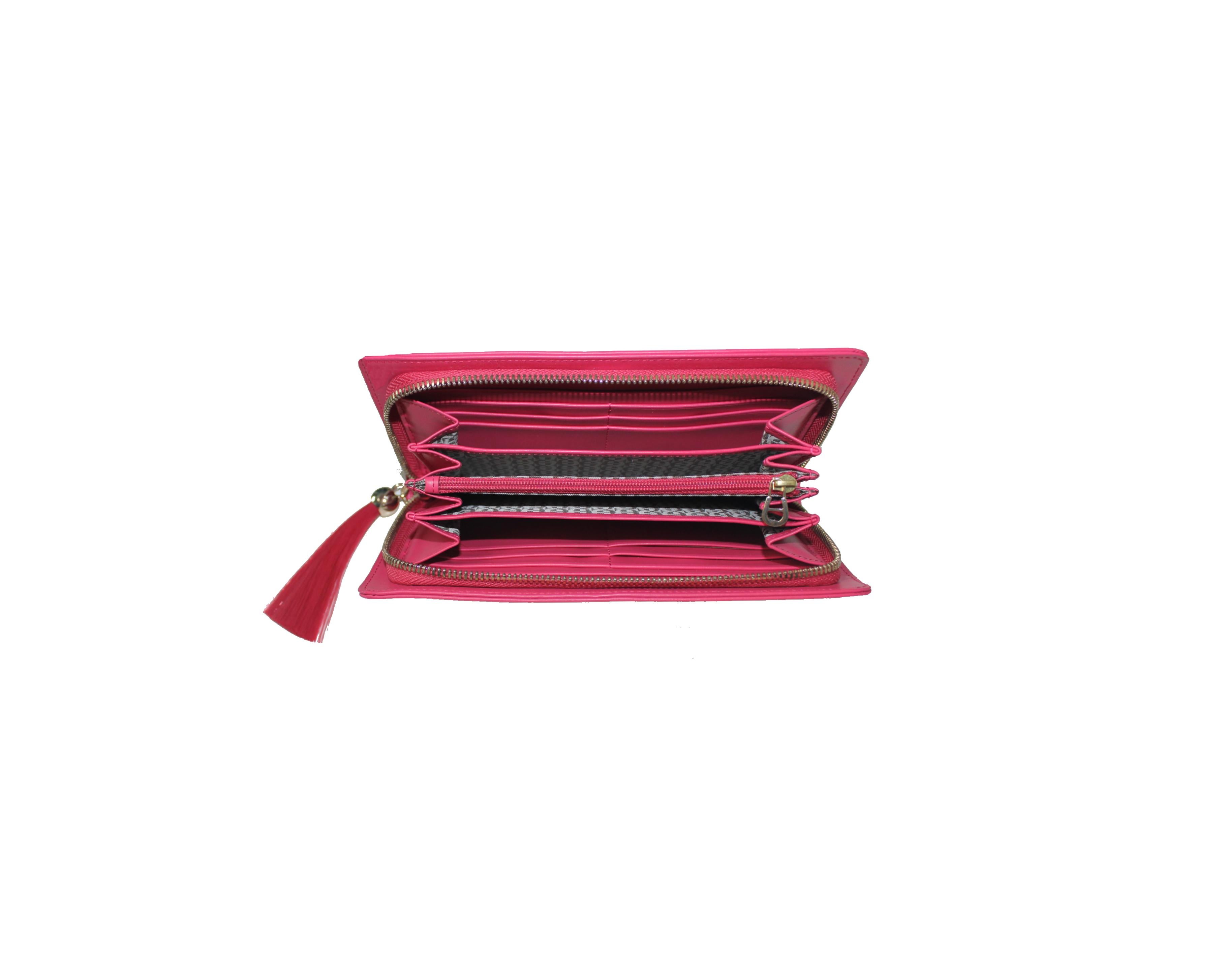 NEW Aigner Pinke Umhängetasche mit Logo-Prägung und Quaste:: Charms & Zip Wallet 5