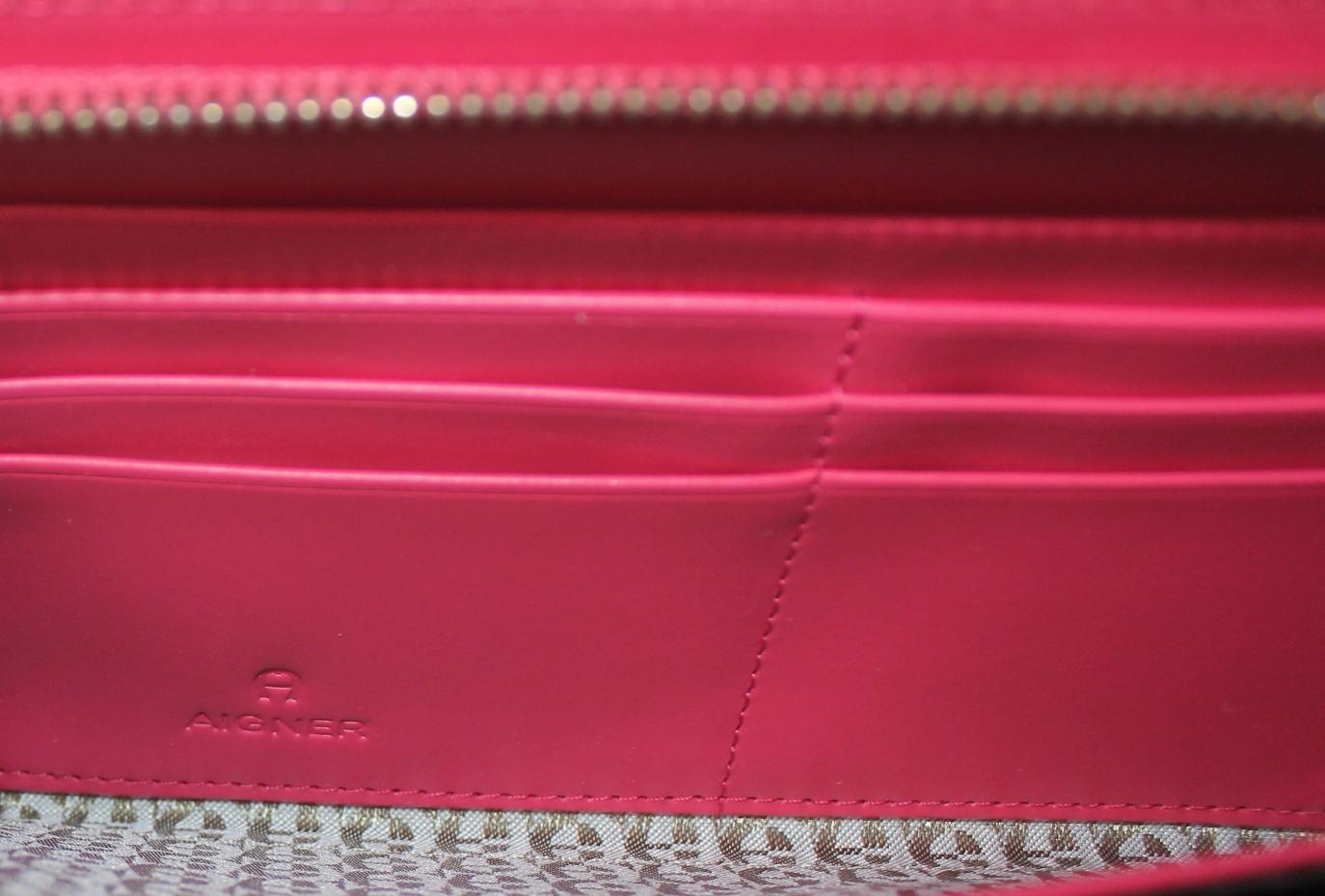 NEW Aigner Pink Logo Embossed Shoulder Bag Tote with Tassel, Charms & Zip Wallet 8