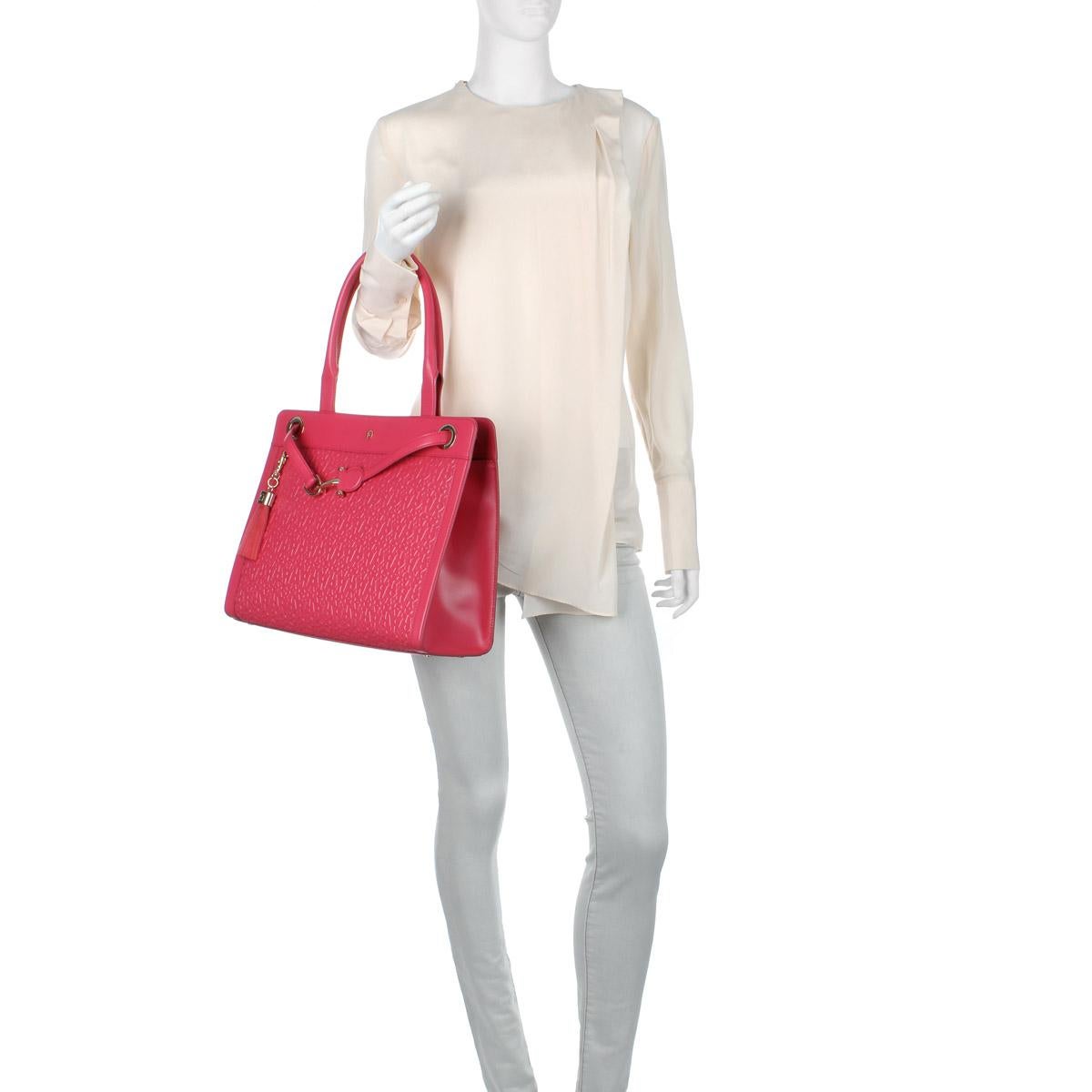 NEW Aigner Pink Logo Embossed Shoulder Bag Tote with Tassel, Charms & Zip Wallet 4