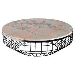 Table basse New Air, plateau en pierre avec métal noir et estremoz Rosa