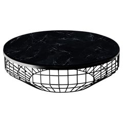 New Air Coffee Table, Stone Top with Black Metal and Nero Marquina