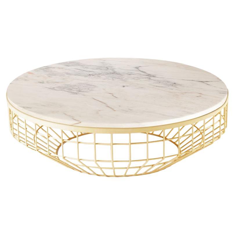 New Air Coffee Table, Stone Top with Polished Brass and Estremoz For Sale