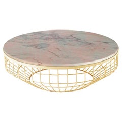 New Air Coffee Table, Stone Top with Polished Brass and Estremoz Rosa