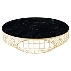 New Air Coffee Table, Stone Top with Polished Brass and Nero Marquina