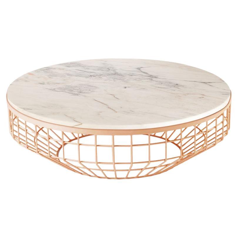 New Air Coffee Table, Stone Top with Polished Copper and Estremoz For Sale