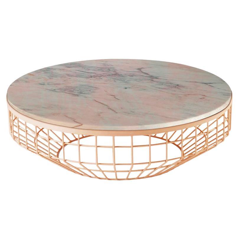 New Air Coffee Table, Stone Top with Polished Copper and Estremoz Rosa For Sale