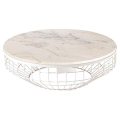 New Air Coffee Table, Stone Top with White Metal and Estremoz