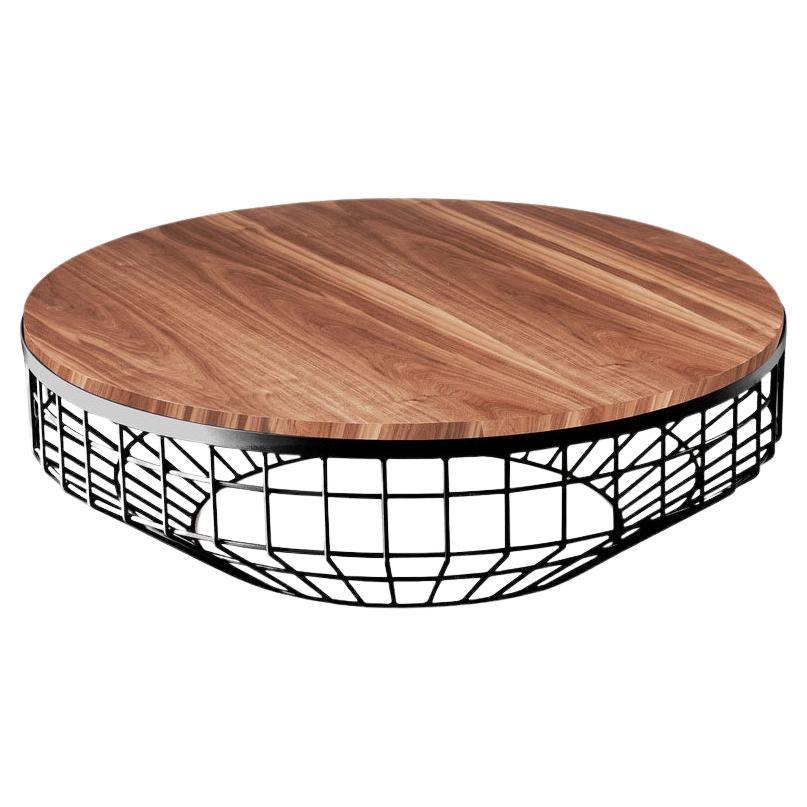 New Air Coffee Table, Wood Top with Black and Natural Walnut For Sale