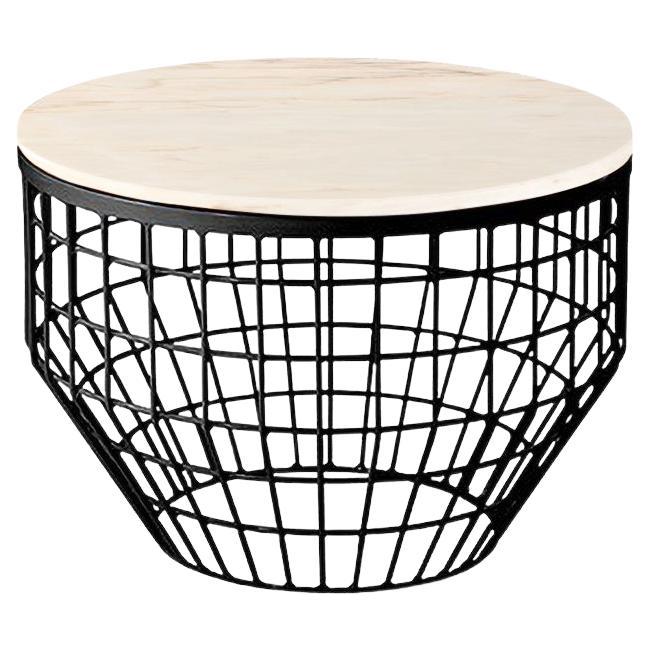 New Air Side Table, Mable Top with Black Metal and Estremoz For Sale