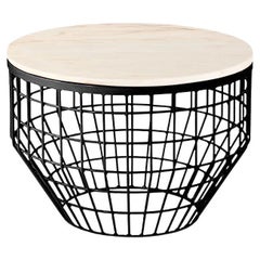 New Air Side Table, Mable Top with Black Metal and Estremoz