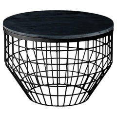 New Air Side Table, Mable Top with Black Metal and Nero Marquina