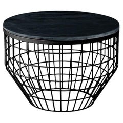 Table d'appoint Nouvelle Air, plateau en métal noir et marbre Nero Marquina