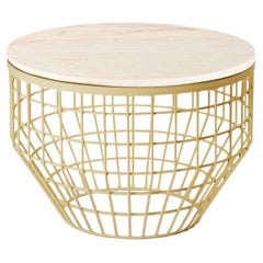 New Air Side Table, Mable Top with Polished Brass and Estremoz
