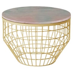 New Air Side Table, Mable Top with Polished Brass and Estremoz Rosa