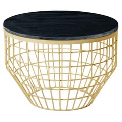 New Air Side Table, Mable Top with Polished Brass and Nero Marquina