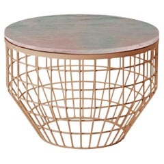New Air Side Table, Mable Top with Polished Copper and Estremoz Rosa