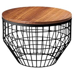 Table d'appoint New Air, plateau en bois, noir et noyer naturel