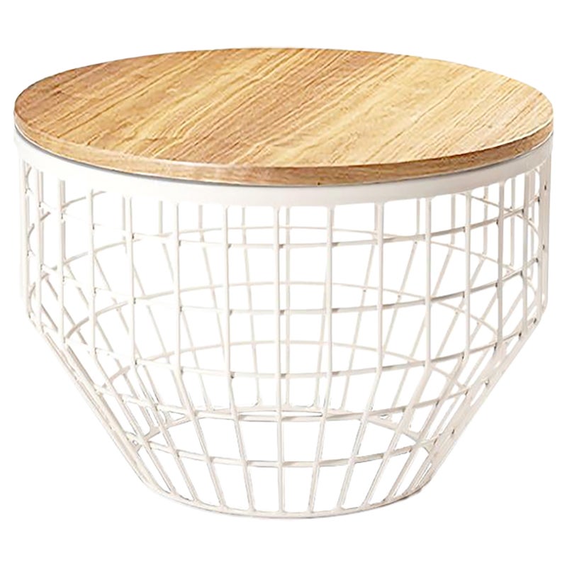 Mesa auxiliar New Air, tablero de madera con roble blanco y natural