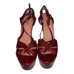 UNWORN Alaia Exotic Snake Skin High Heel Wedges Sandals 38 8