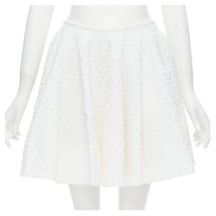 new ALAIA Jupe Courte white dotted jacquard flared skirt IT40 S
