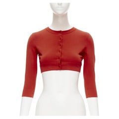 new ALAIA Signature cropped stretch knit button cardigan Ecarlate red FR36 XS
