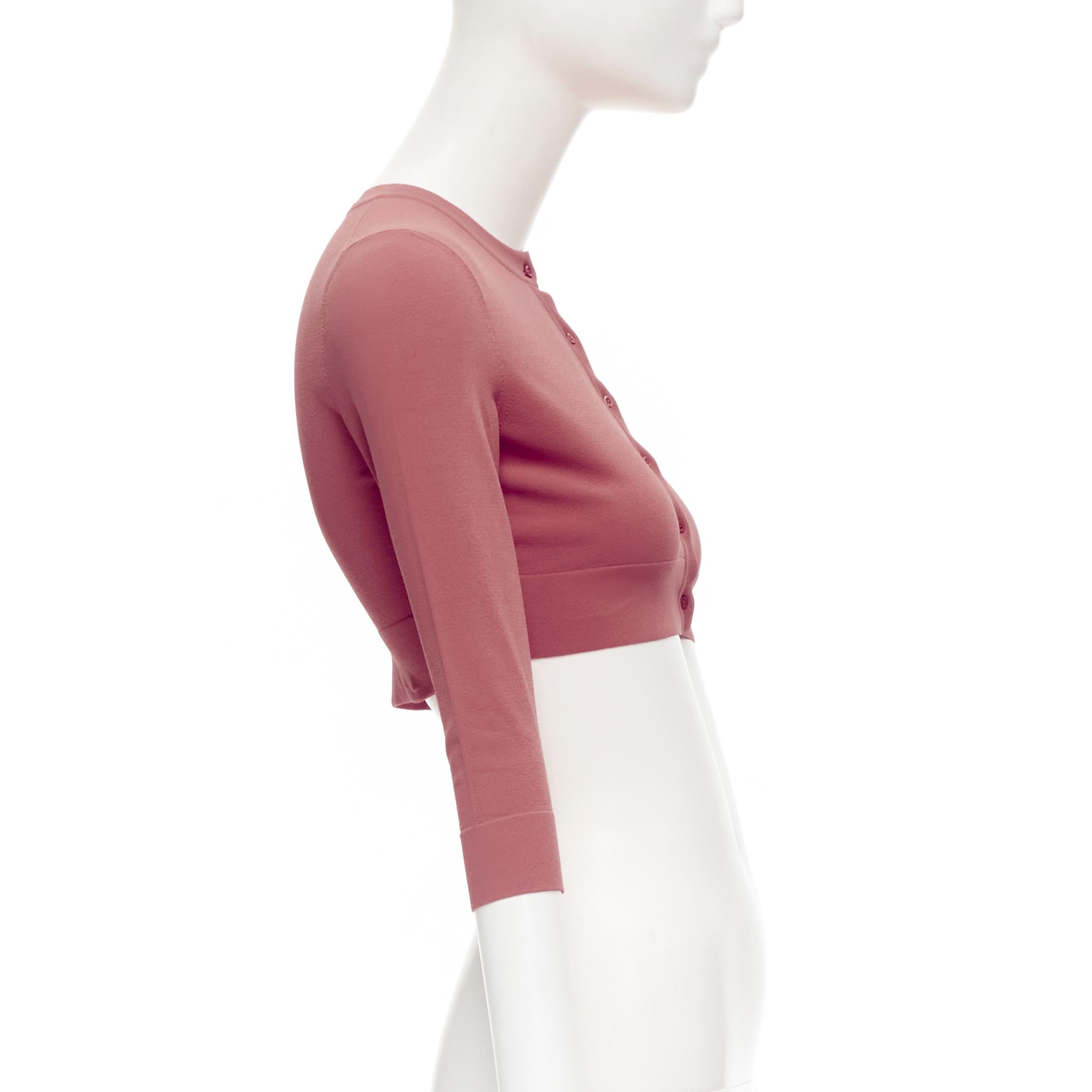 new ALAIA Signature cropped stretch knit button cardigan Framboise pink FR36 XS In New Condition In Hong Kong, NT