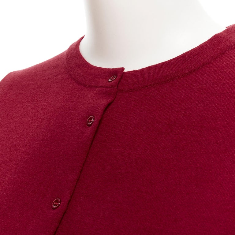 new ALAIA Signature cropped stretch knit button cardigan Garance red ...