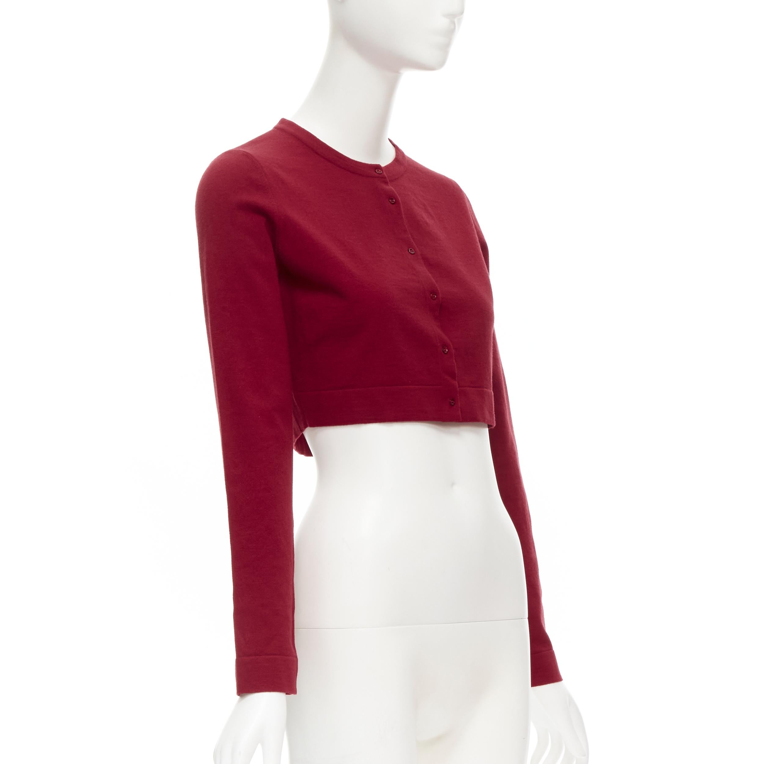 new ALAIA Signature cropped stretch knit button cardigan Garance red FR36 XS In New Condition In Hong Kong, NT