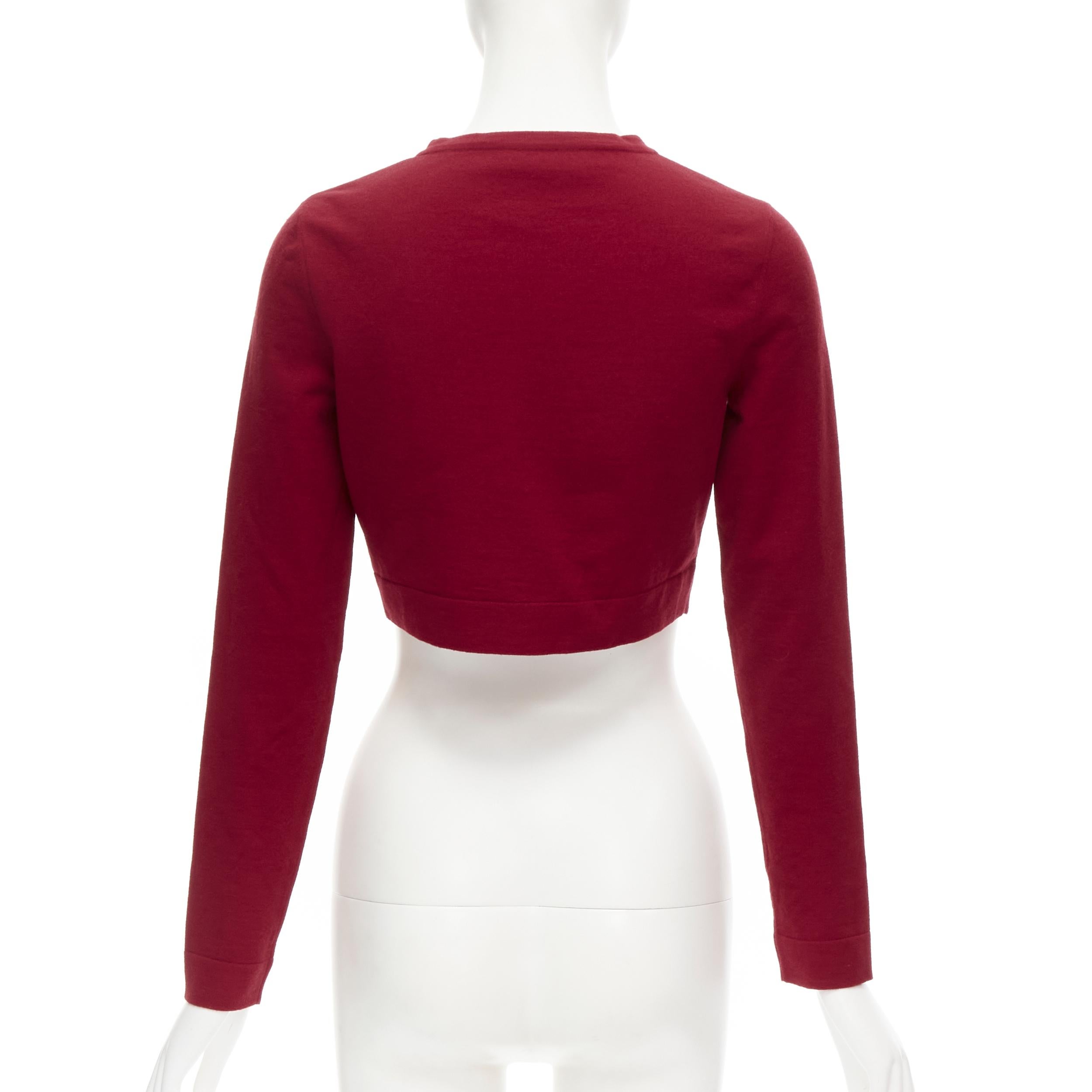 new ALAIA Signature cropped stretch knit button cardigan Garance red FR36 XS 1