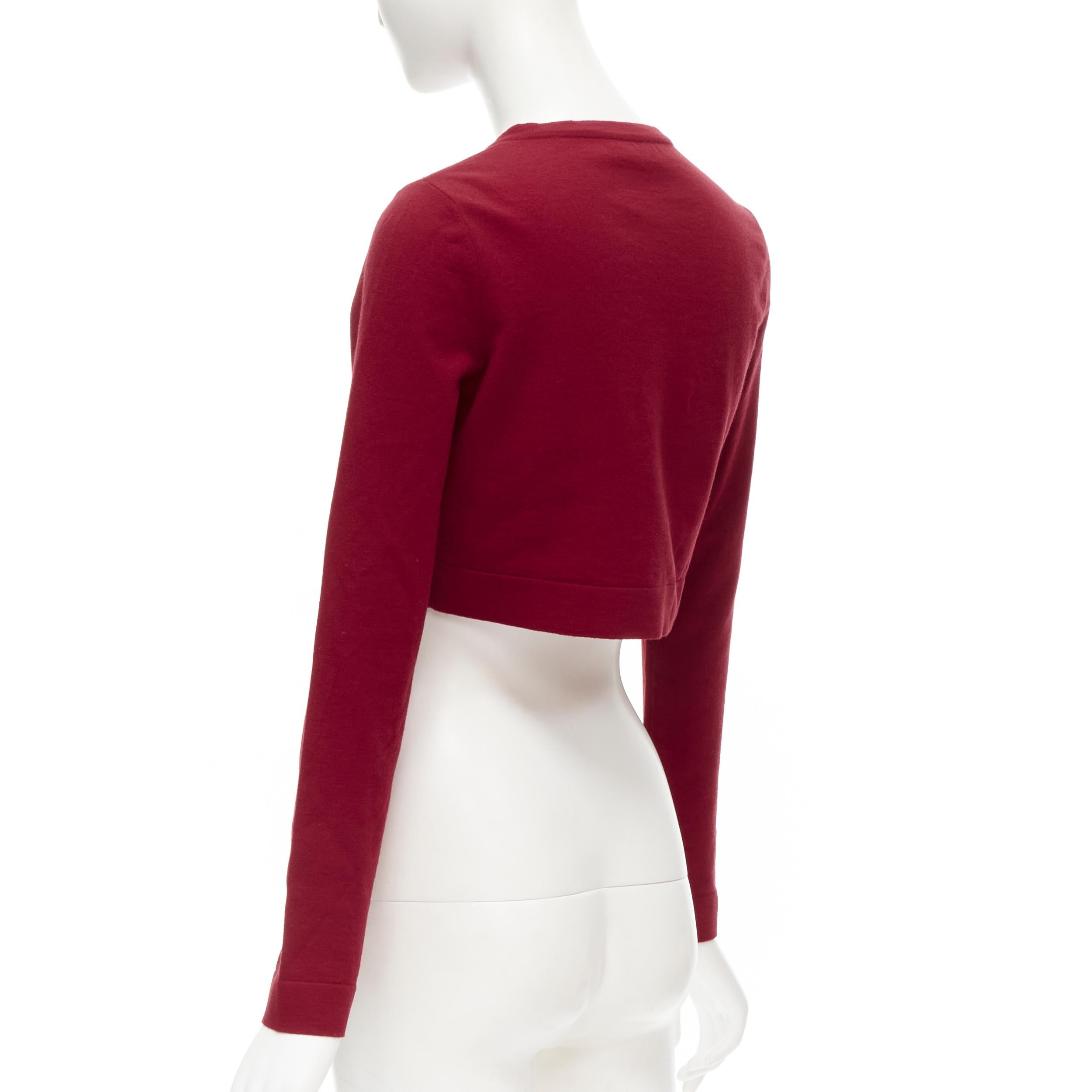 new ALAIA Signature cropped stretch knit button cardigan Garance red FR36 XS 2