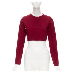 new ALAIA Signature cropped stretch knit button cardigan Garance red FR36 XS