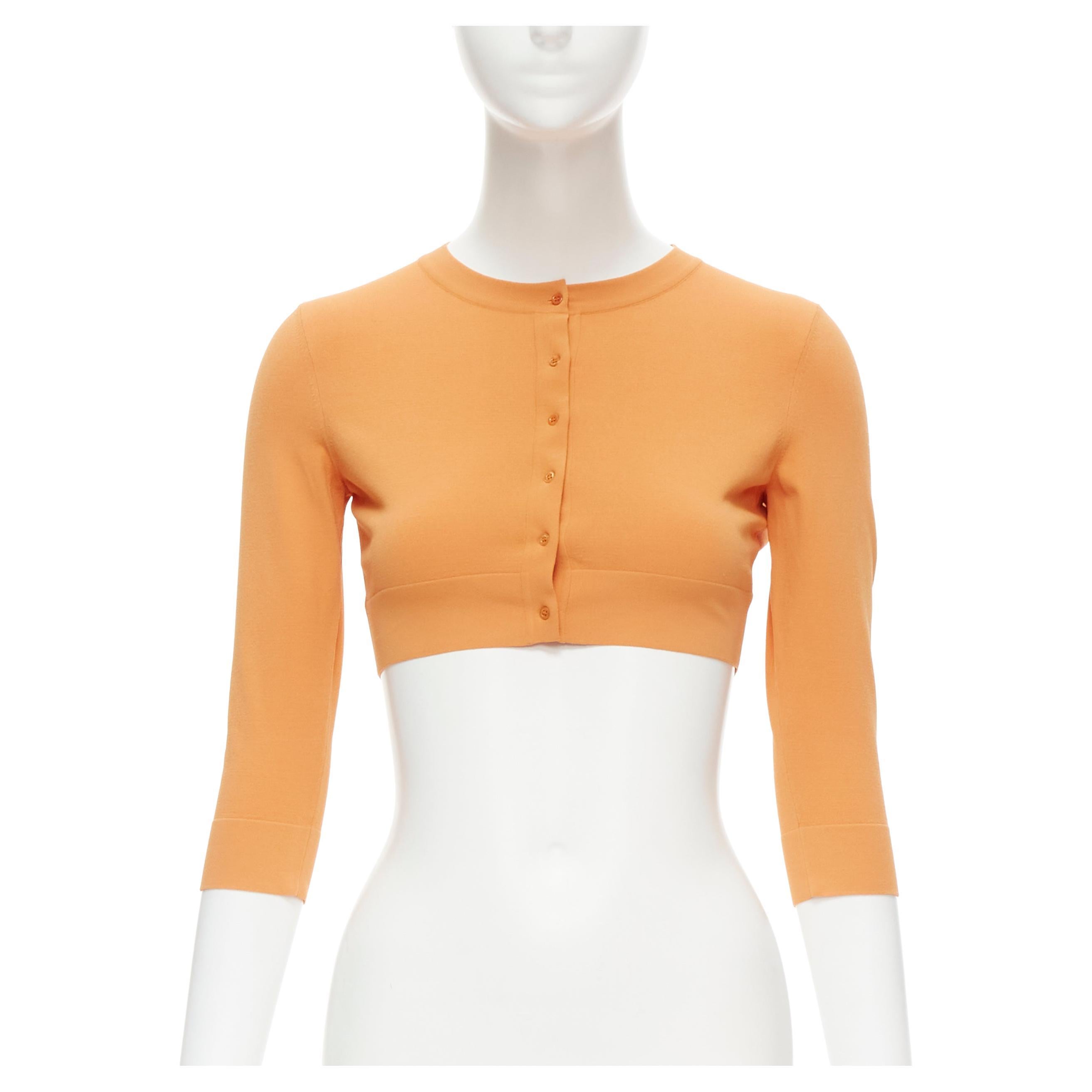 new ALAIA Signature cropped stretch knit button cardigan Mandarine orange FR38 S