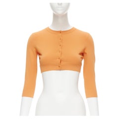 new ALAIA Signature cropped stretch knit button cardigan Mandarine orange FR38 S