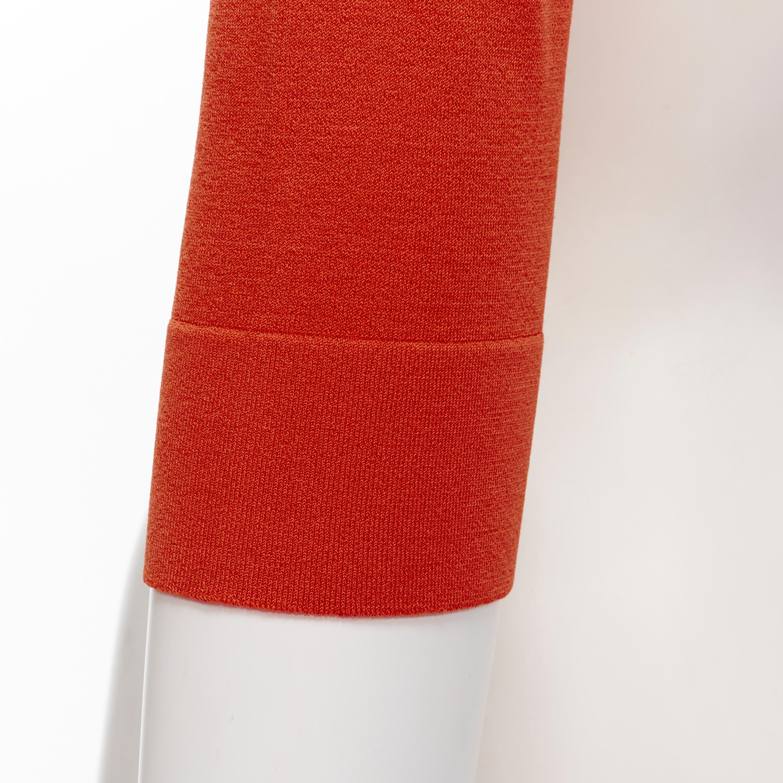 new ALAIA Signature cropped stretch knit button cardigan Sanguine Orange FR38 S For Sale 3