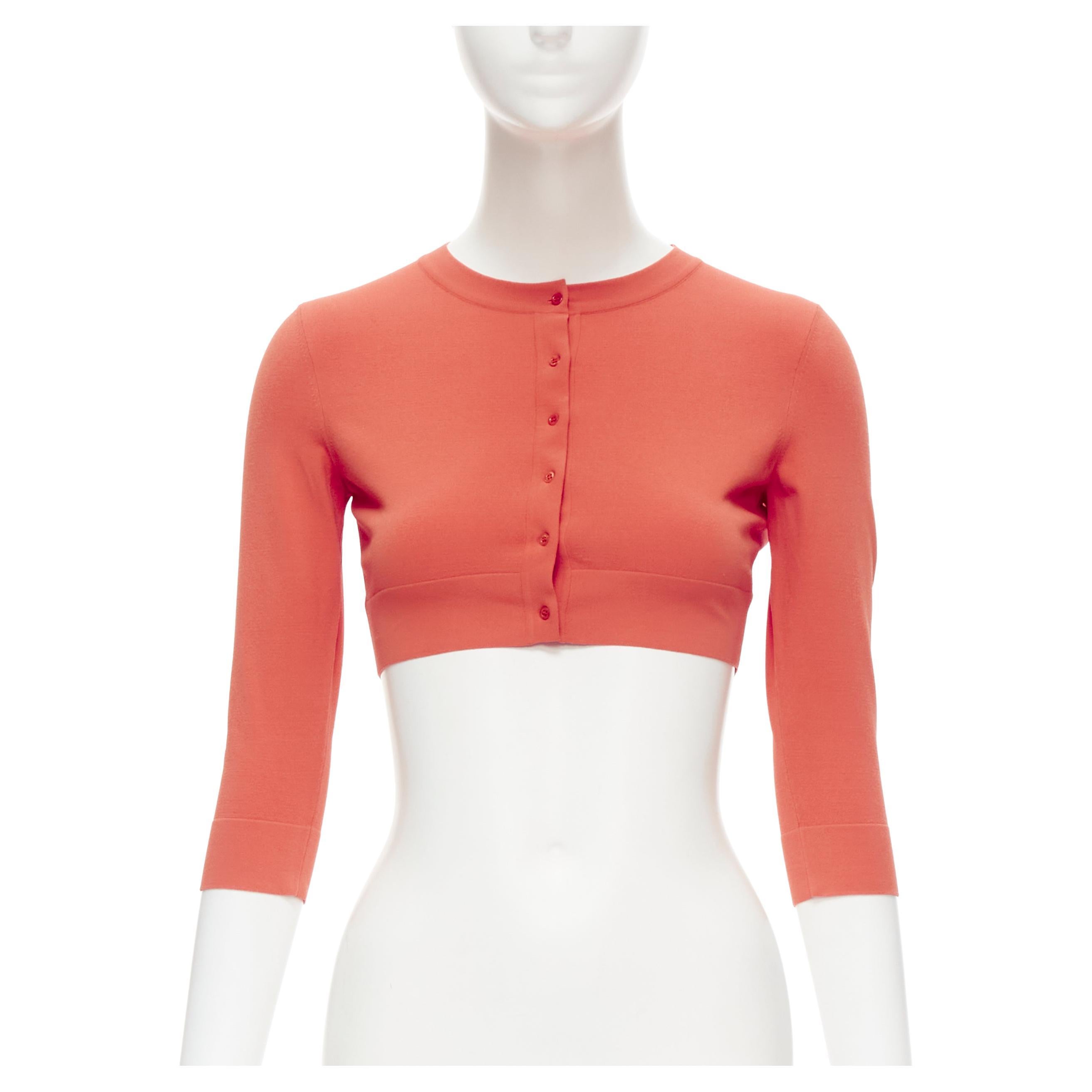 new ALAIA Signature cropped stretch knit cardigan Rouge Vermeil coral FR36 XS