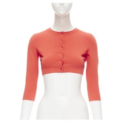 new ALAIA Signature cropped stretch knit cardigan Rouge Vermeil coral FR36 XS
