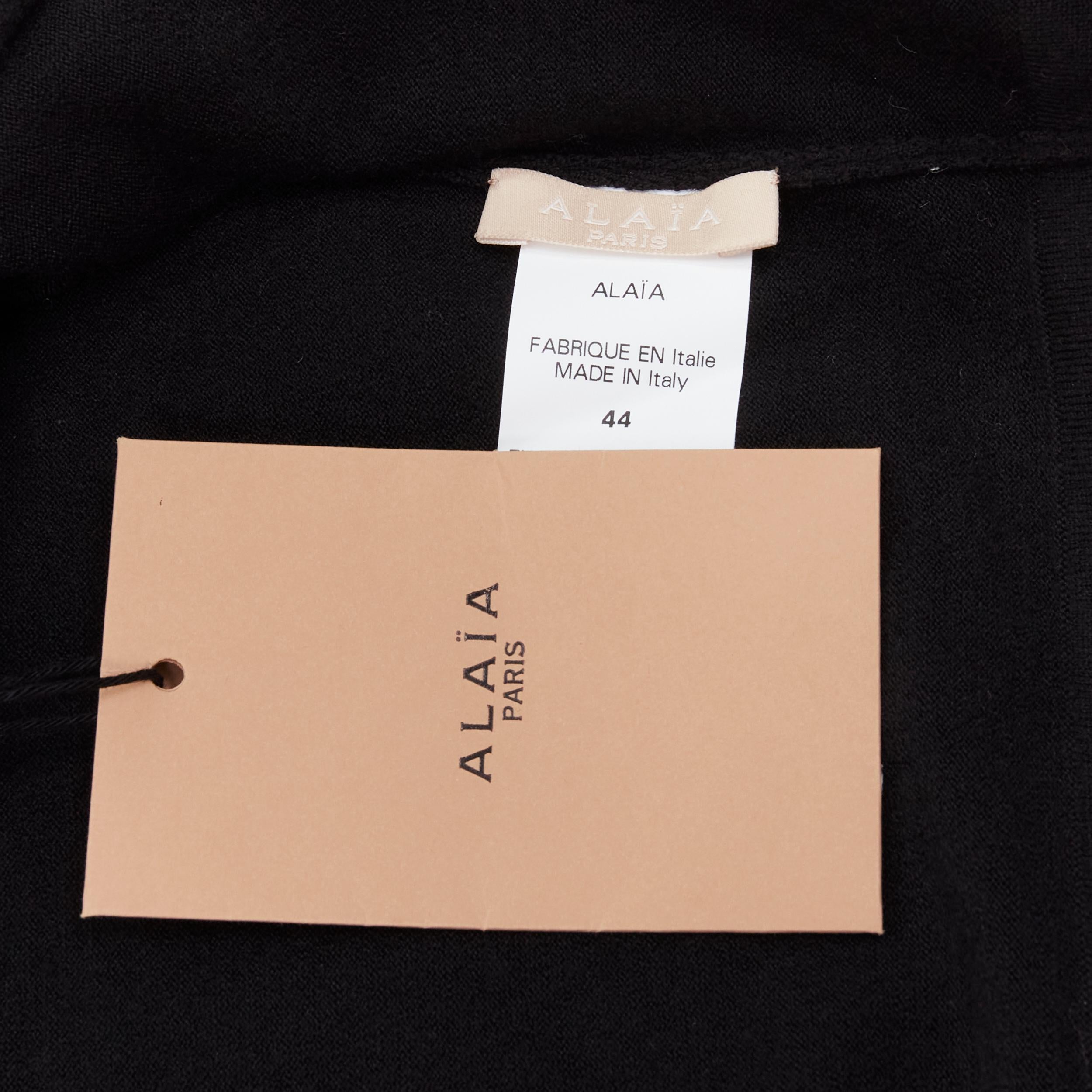 new ALAIA Signature cropped wool knit button cardigan Noir black FR44 XL 6