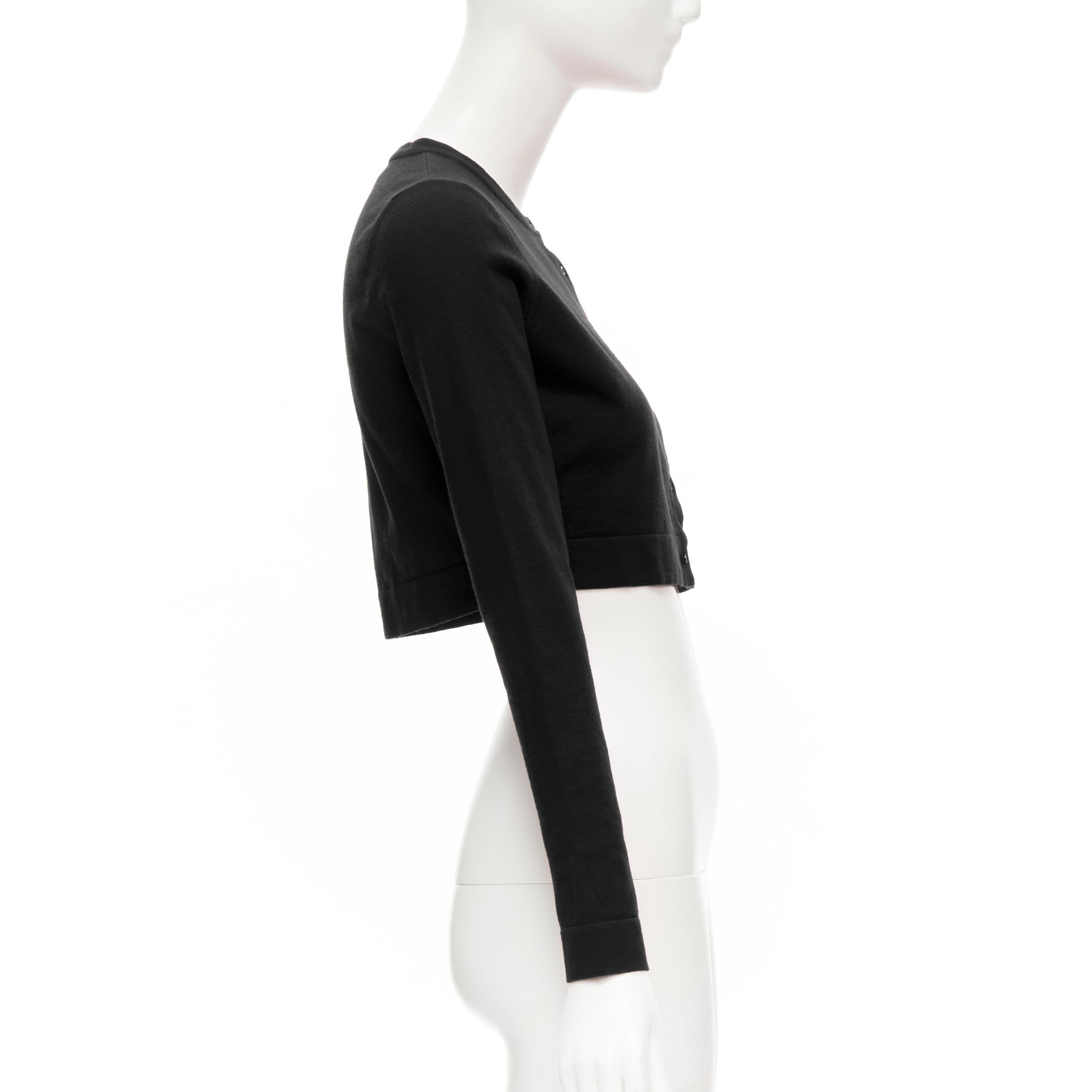 new ALAIA Signature cropped wool knit button cardigan Noir black FR44 XL In New Condition In Hong Kong, NT