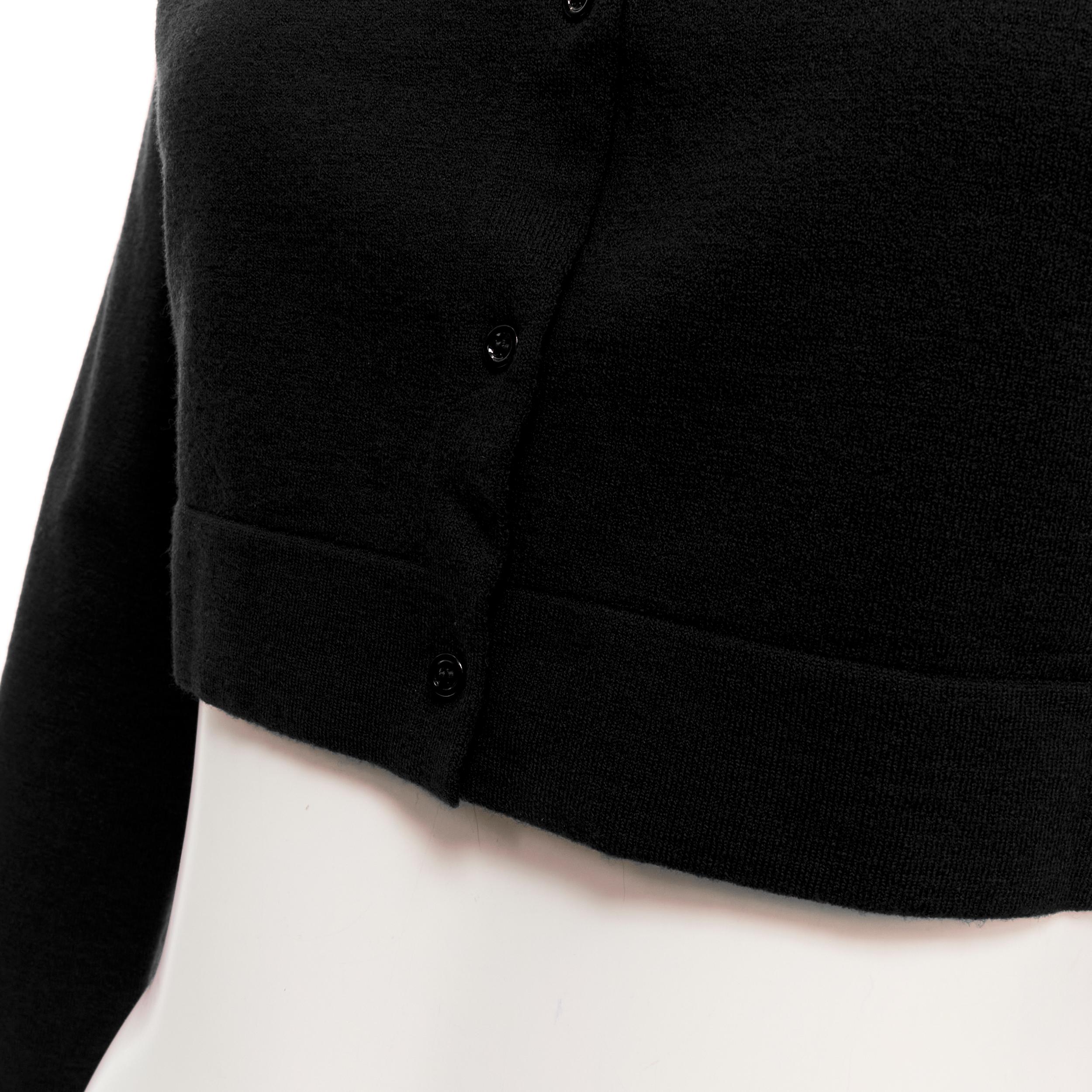 new ALAIA Signature cropped wool knit button cardigan Noir black FR44 XL 2
