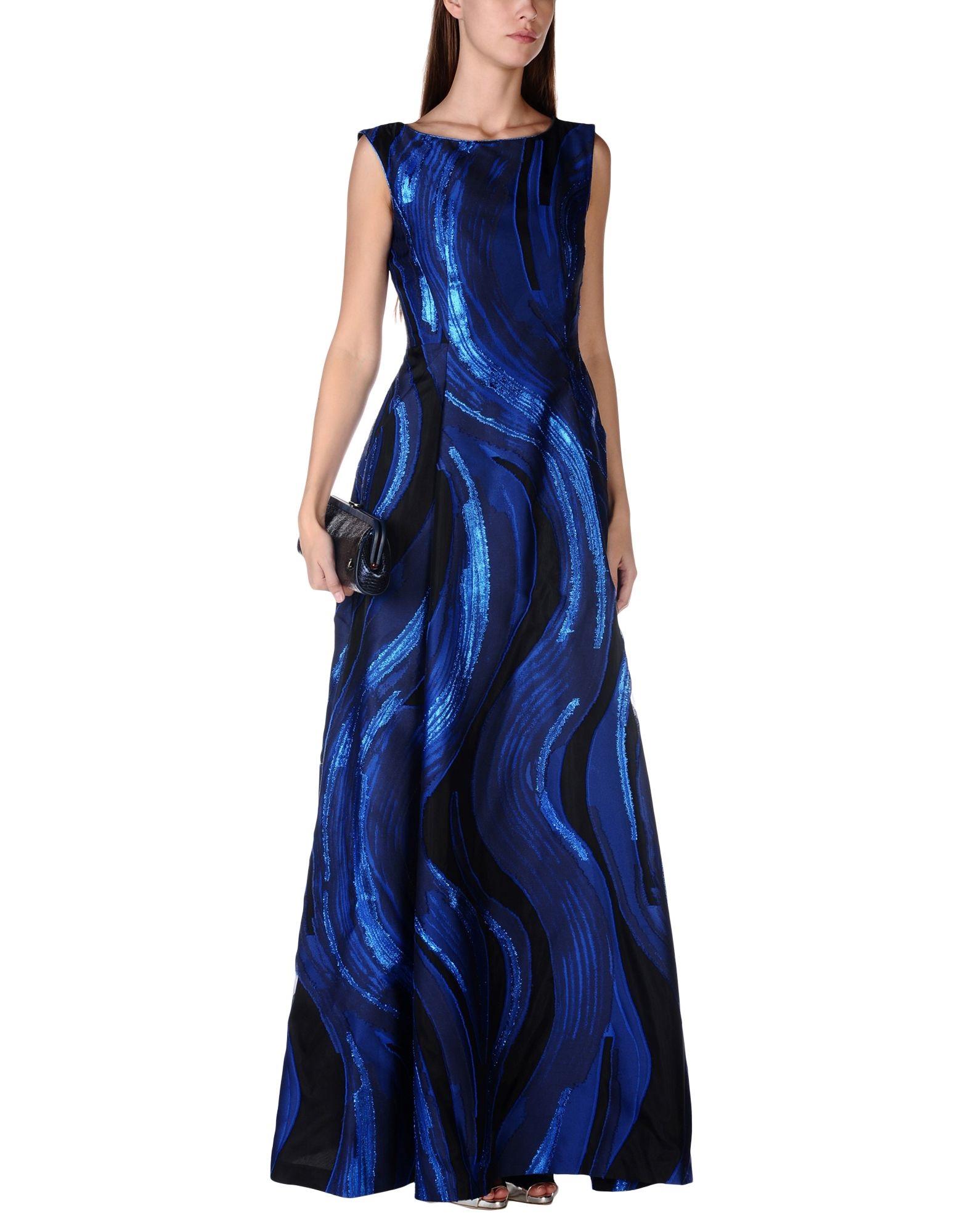 New Alberta Ferretti Jacquard Flared Long Dress Gown
Designer size 40 - US 4
Black and Blue with Metallic Threads, Jacquard, Pleated, Two Side Deep Pockets, Fully Lined, Flared Hem, Back Zip Closure, Non-stretchy fabric.
Measurements: Length - 63